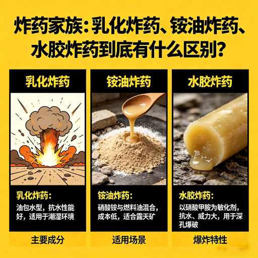 抚松炸药家族：乳化炸药、铵油炸药、水胶炸药到底有什么区别？